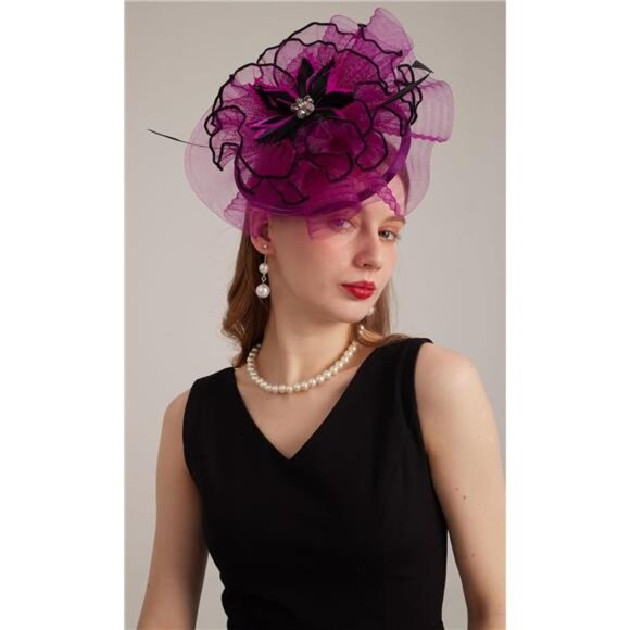Women's Kentucky Derby Church Dress Hat Stylef-rose - Picture 7 of 7
